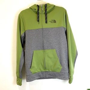 NORTH FACE • green and grey zip up hoodie